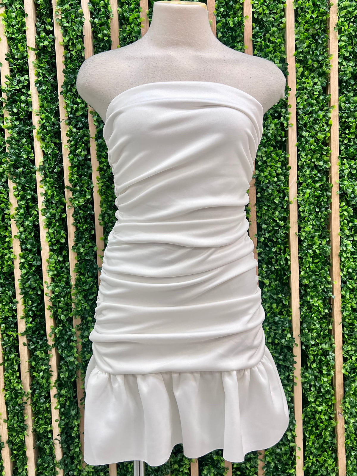 Strapless Ruched Mini Dress