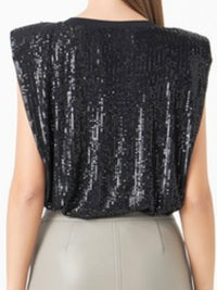 Sequin Shoulder Pad Top