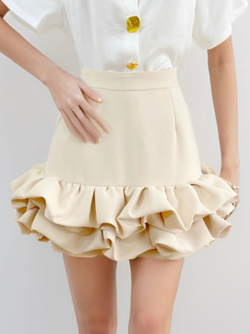 Ruffled Hem Dressy Short Skirt
