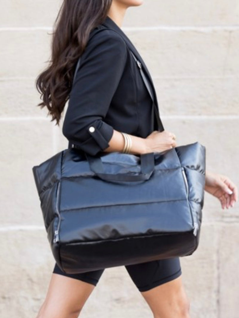 Metallic Puffer Tote