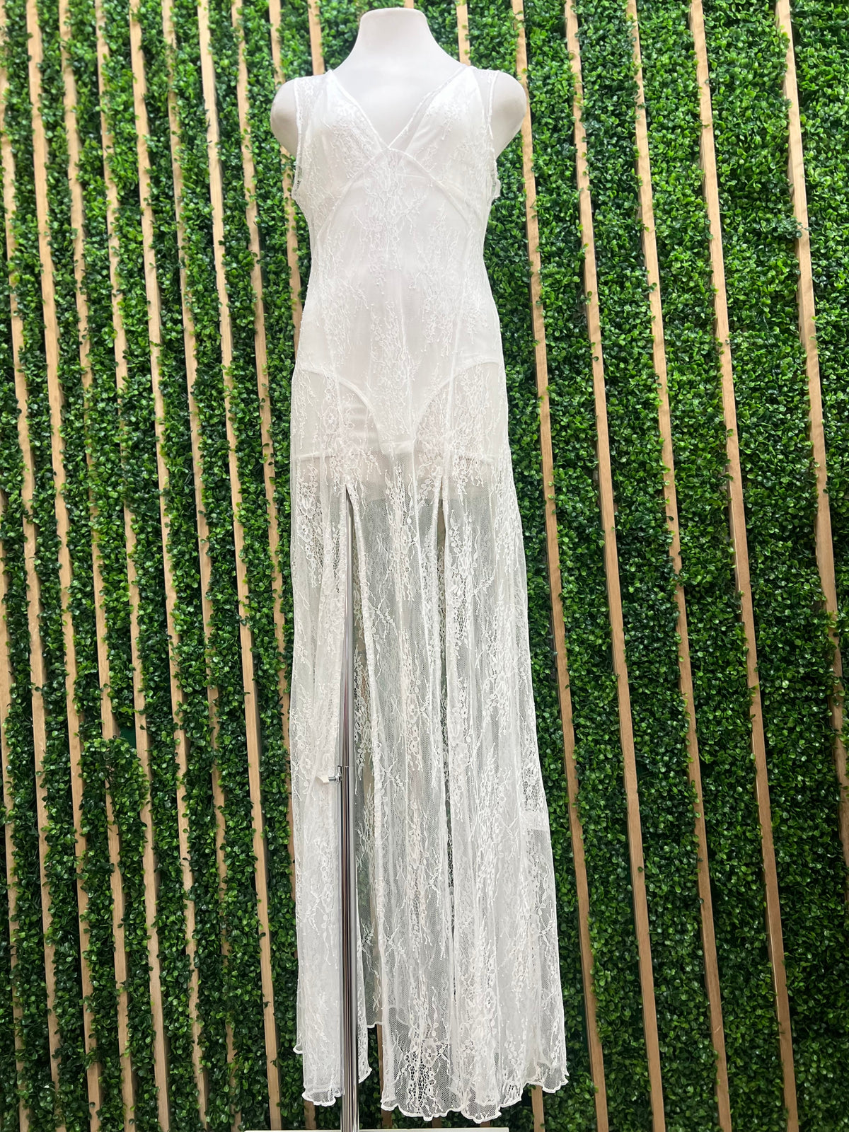 Lace V Neck Bodysuit Dress