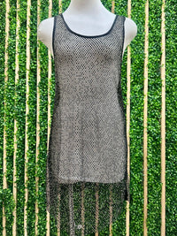 Black Rhinestone Cami Mesh Dress