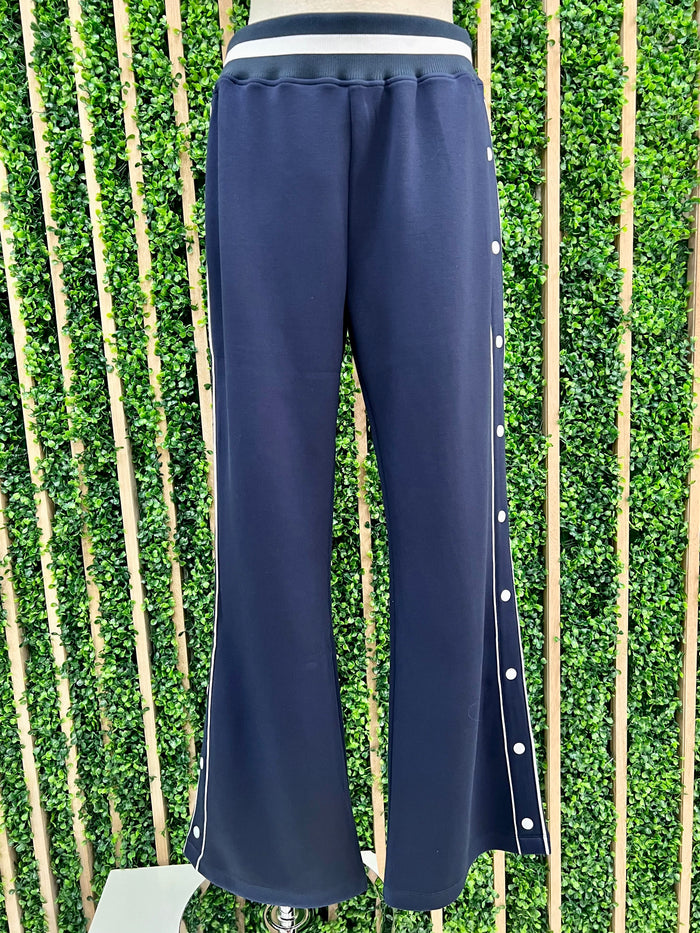 Navy Retro Stripe Wide Leg Pant