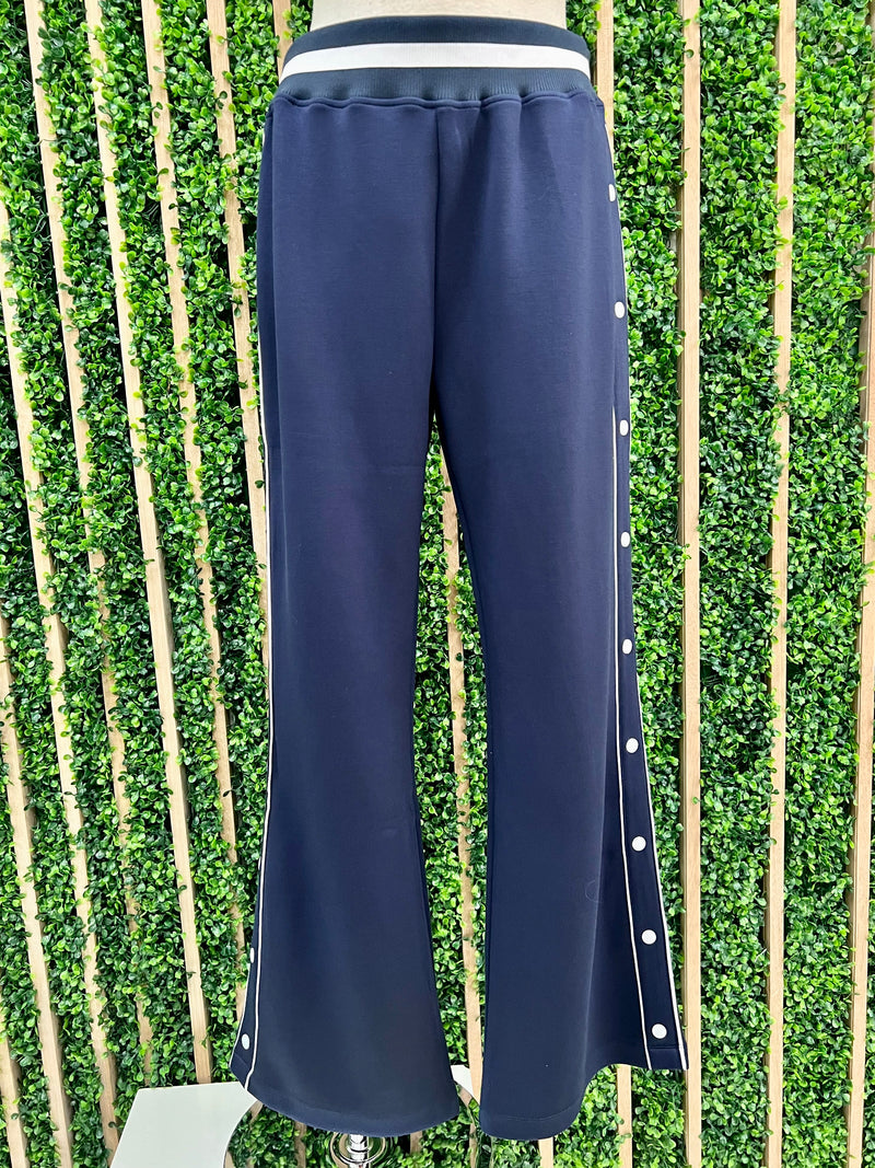 Navy Retro Stripe Wide Leg Pant