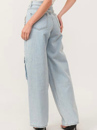 Light Denim Studded Cargo Pant