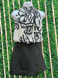 Ivory Chantilly Print Elastic Crop Top