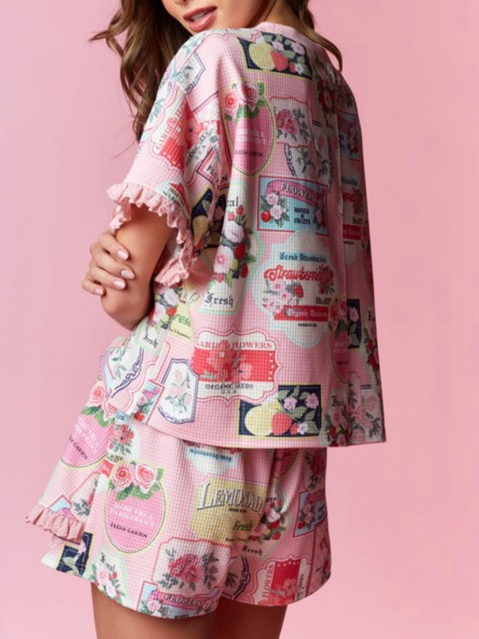 Pink Romantic Bistro Short Skort Set