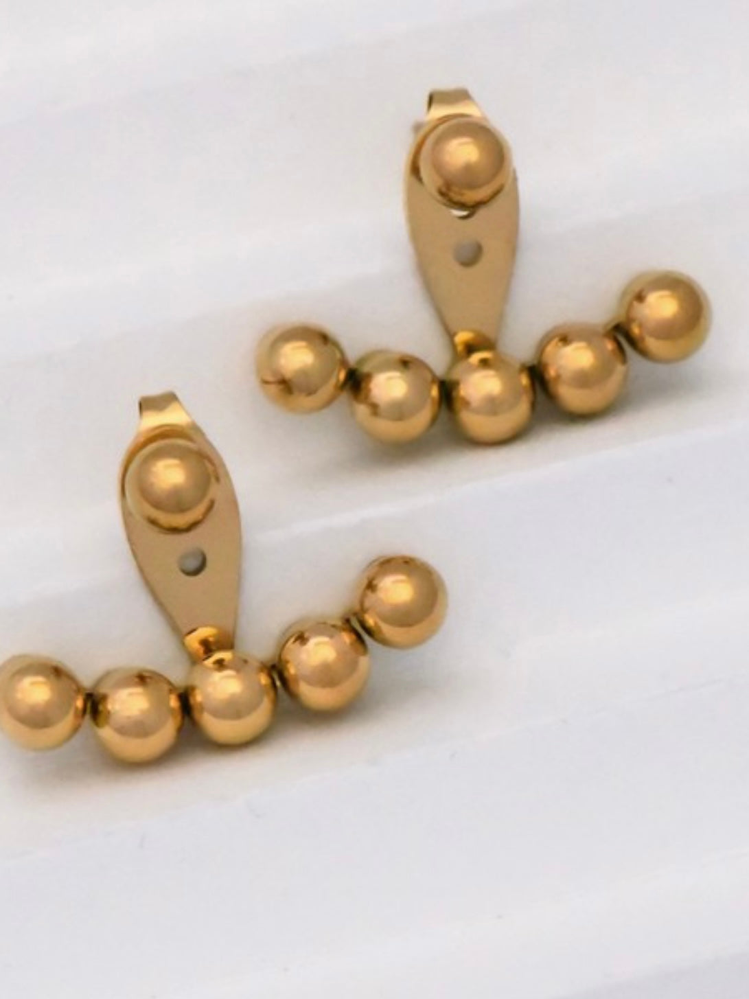 Gold Beads Ear Jacket Earrings