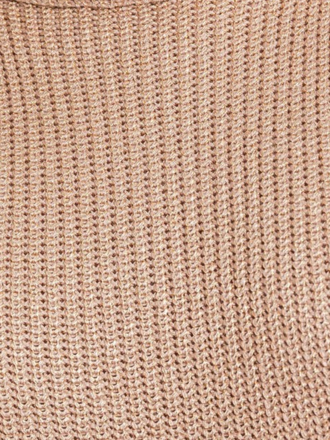 Taupe Metallic High Neck Knit Top