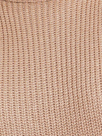 Taupe Metallic High Neck Knit Top