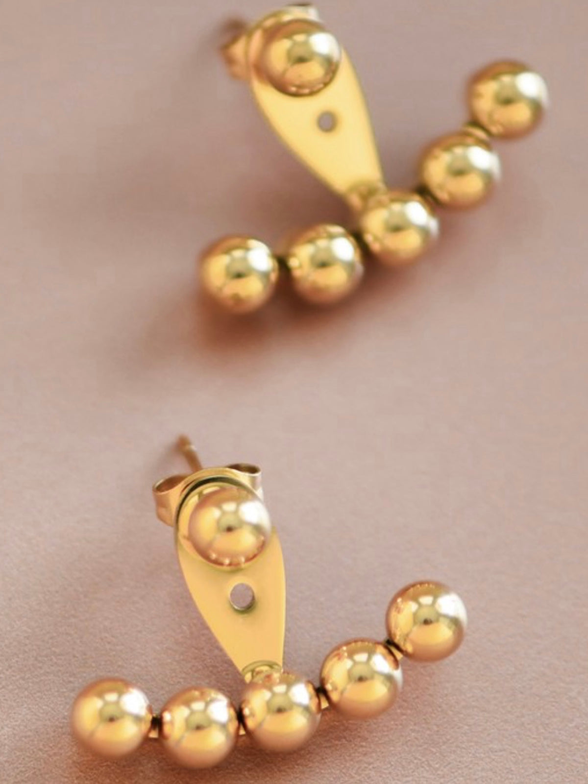 Gold Beads Ear Jacket Earrings