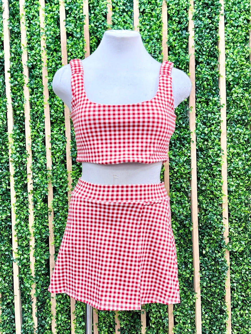 Red Gingham Skort Set