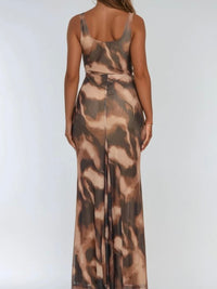 Beautiful Brown Tones Mesh Maxi Dress