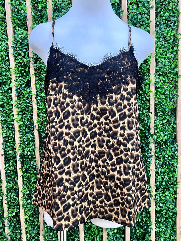 Leopard Lace Detail Cami