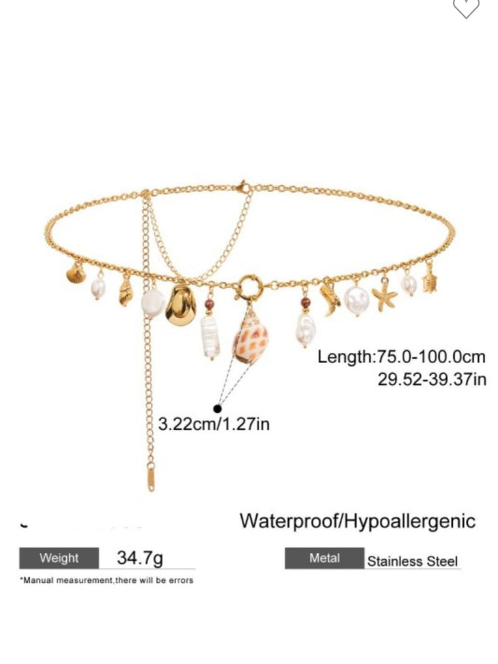 Stainless Steel Shell Pearl Waist Chain