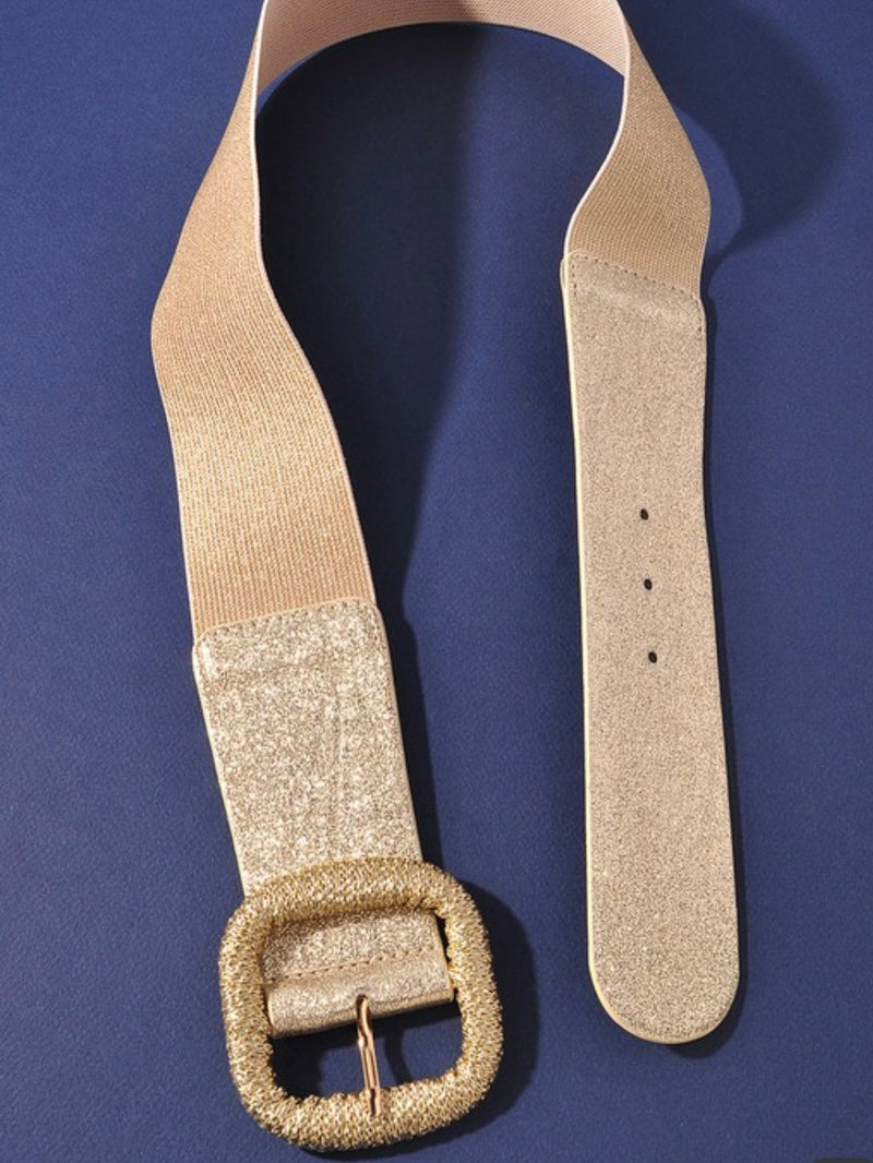 Decorative Buckle Sparkly Stretch Belt