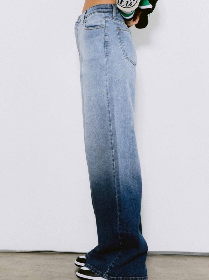 Denim Ombre High Waist Wide Leg Pant