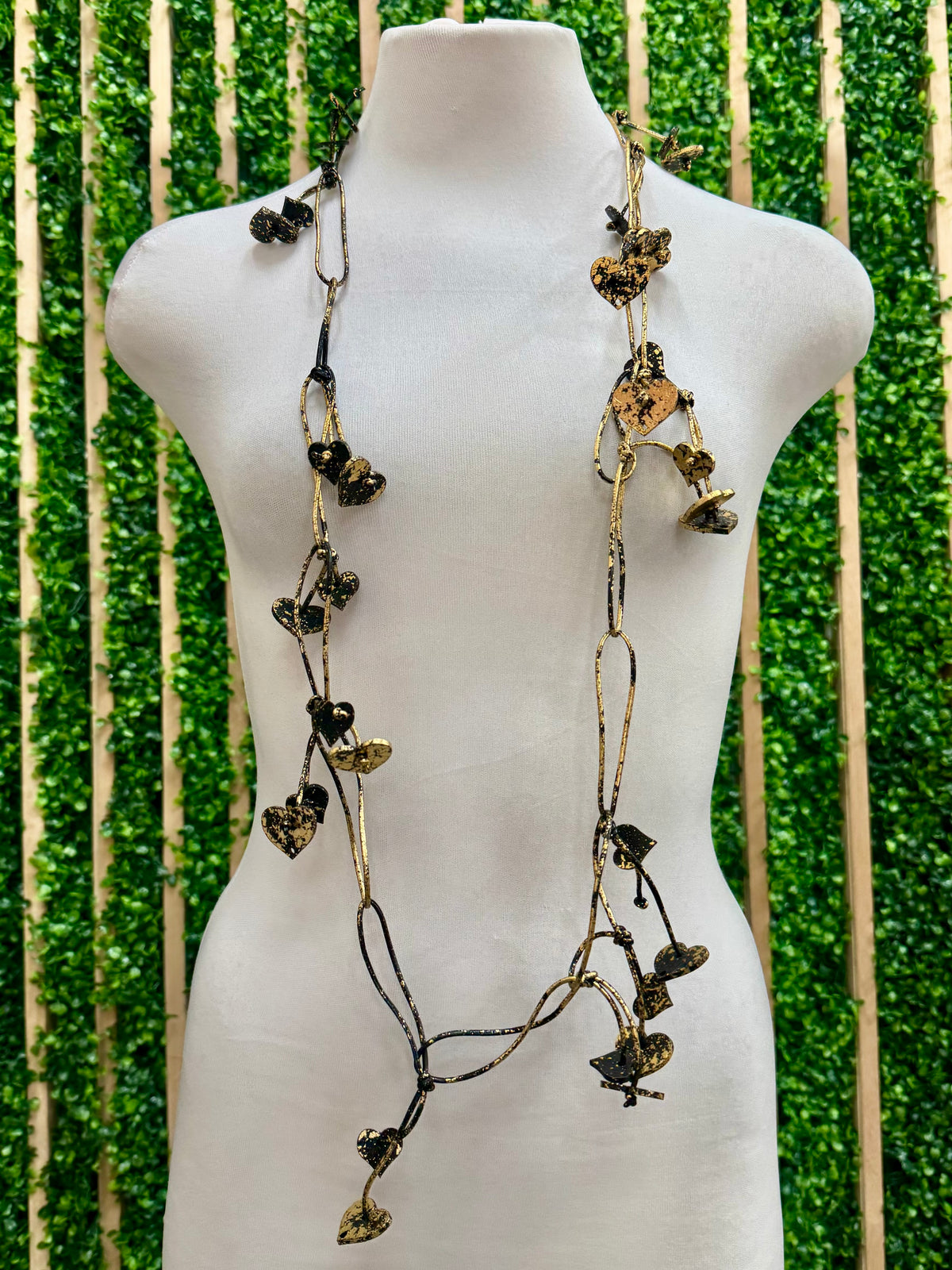 JH Wooden Hearts Leatherette Chain