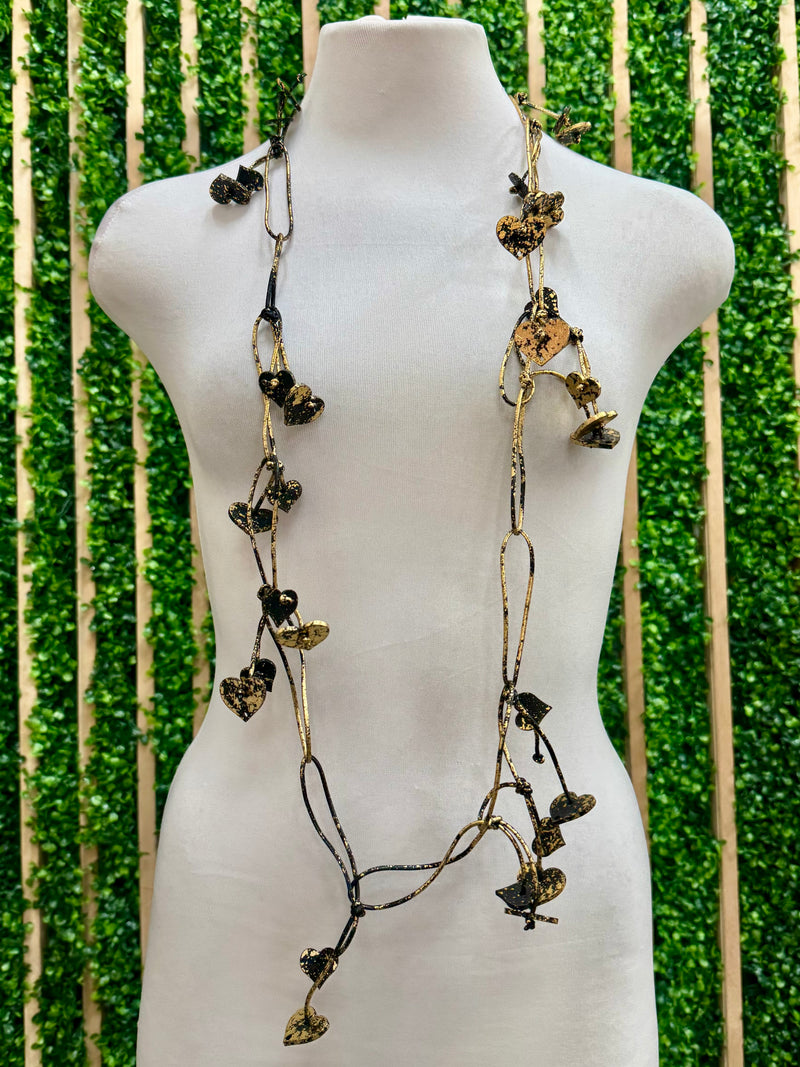 JH Wooden Hearts Leatherette Chain