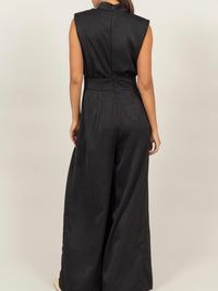 High Neck Sleeveless Wide Leg Satin Jumpsuit