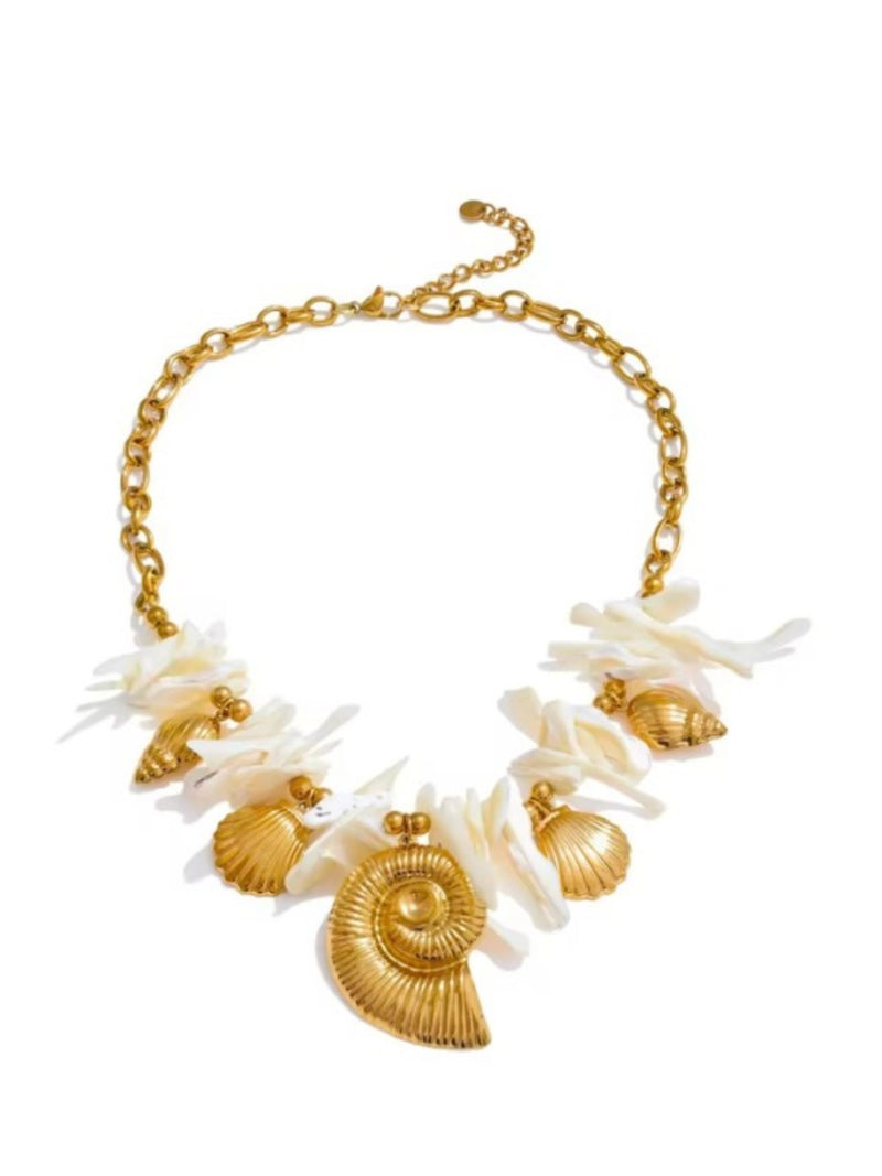 Stainless Steel Resin Conch Shell Drop Necklace