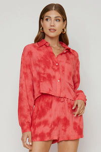 Sunset Tie-Dye Button-Up Shirt & Shorts Set