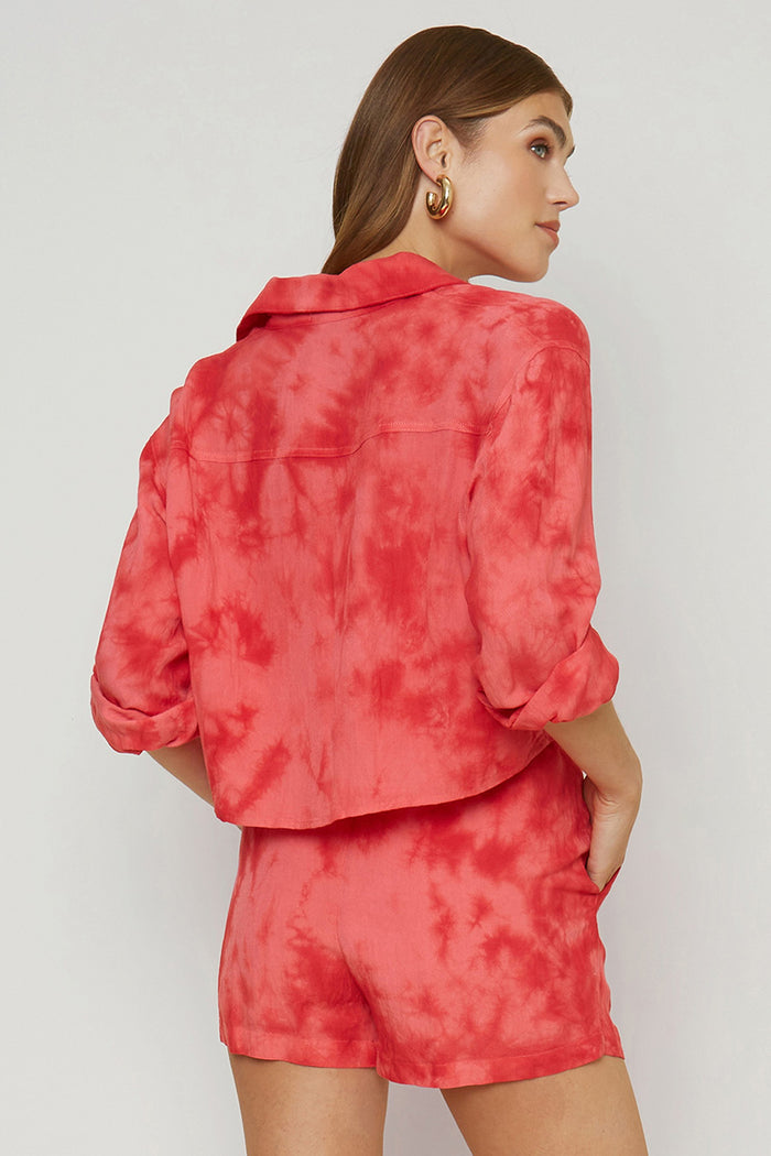 Sunset Tie-Dye Button-Up Shirt & Shorts Set