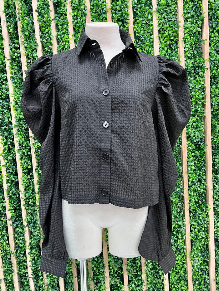 Textured Puff Sleeve Blouse
