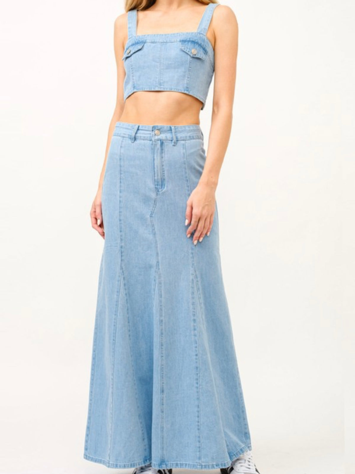 Light Denim Maxi Skirt