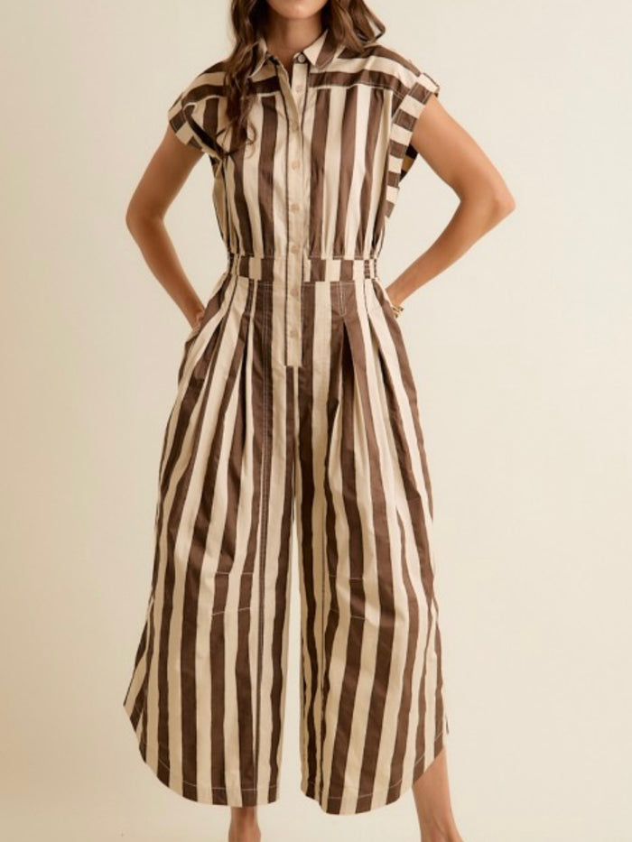 Chocolate Stripe Wide Leg Jumpsuit