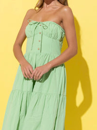 Mint Green Strapless Tiered Maxi Dress