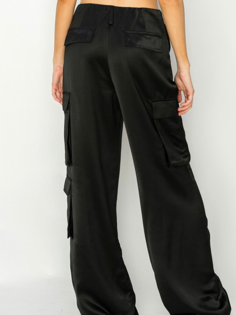 Satin Effect Cargo Pants