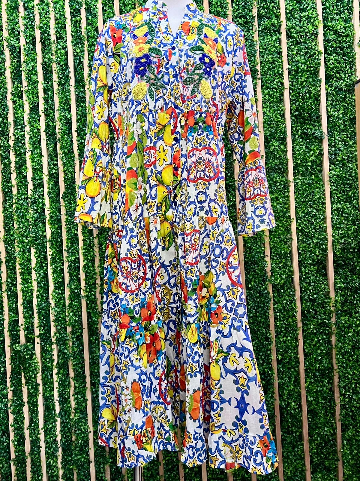 Italy Mixed Print Maxi Dress