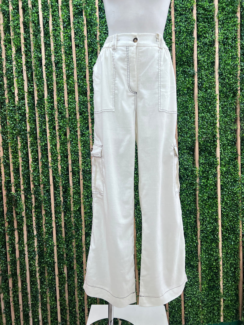 White Contrast Stitch Pant set