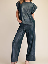 Hunter Green Metallic Wide-Leg Pants Set