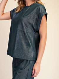 Hunter Green Metallic Wide-Leg Pants Set