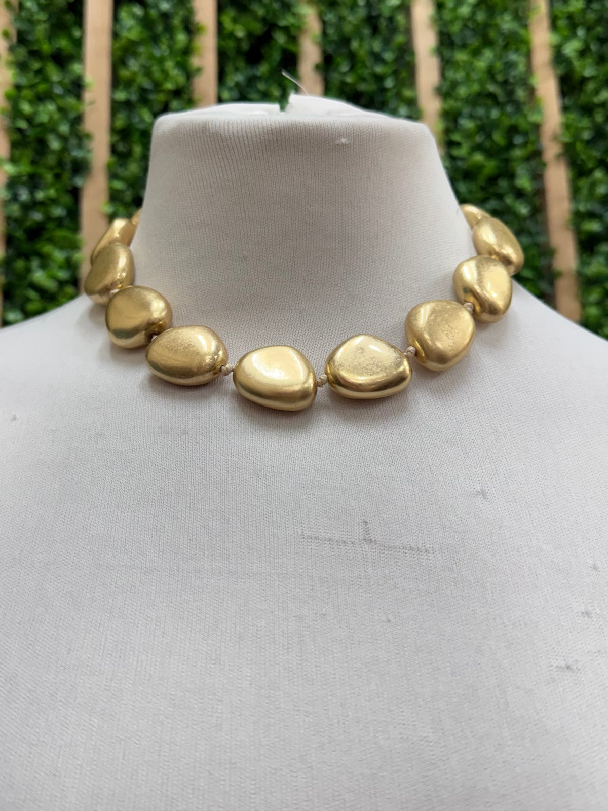 Sculpted Mixed Metal Pebble Necklace