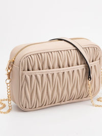 Textured Crossbody Bag with Chain Strap