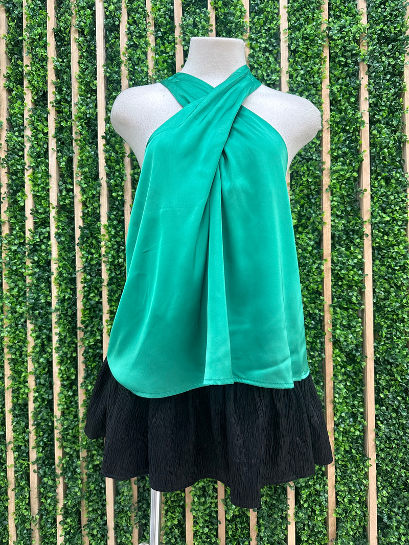 Satin Twist Halter Neck Top