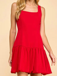 Bubble Skirt Fitted Square Neck Short Dress