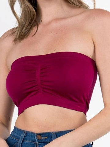 Seamless Ruched Bandeau Bra Top