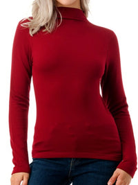 Solid Fleece Mock Neck Long Sleeve Thermal Top