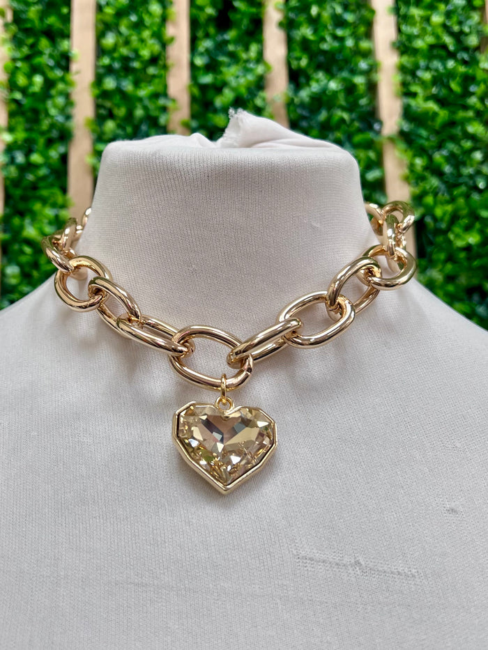 Smart Chic Crystal Heart Link Necklace