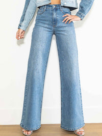 Rhinestone Studded Wide Leg Denim