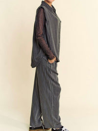 Stripe Muscle Sleeve Denim blouse