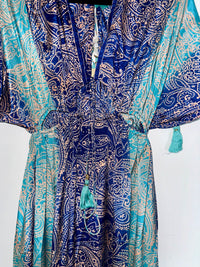 Blue Paisley Cutout Kimono maxi