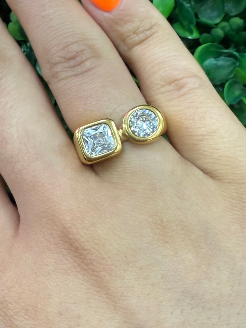 Stainless Steel Crystal Shapes ring