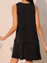 Flared Dropwaist Band Swing Dress