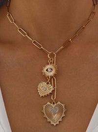 Evil Eye Sun Heart Charm Necklace