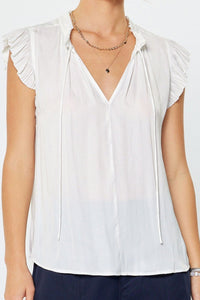 Satin Pleated Neck and Sleeves Blouse